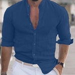 Men’s Long Sleeve Casual Shirt – Solid Color Button-Up Top
