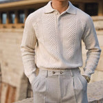 Peywa Men’s Lapel Knitted Winter Sweater – Slim Fit Pullover Top