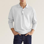 Men’s V-Neck Button Polo Shirt – Casual Autumn Long Sleeve Jacket