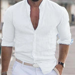 Men’s Long Sleeve Casual Shirt – Solid Color Button-Up Top