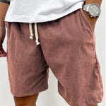 Men's Corduroy Shorts With Drawstring Fashion Casual Pockets Pants Summer