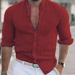 Men’s Long Sleeve Casual Shirt – Solid Color Button-Up Top