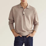 Men’s V-Neck Button Polo Shirt – Casual Autumn Long Sleeve Jacket