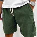 Men's Corduroy Shorts With Drawstring Fashion Casual Pockets Pants Summer