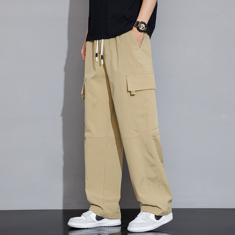Peywa Men’s Casual Korean-Style Loose Cargo Trousers – Trendy Streetwear Pants