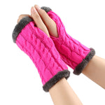 Women’s Winter Plush Fingerless Gloves – Thick Fleece Woolen Knit