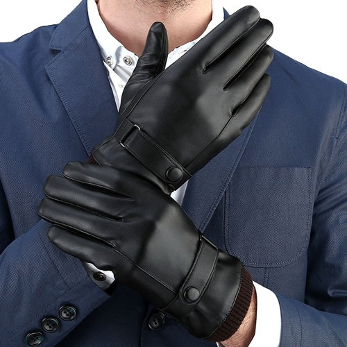 Men’s Winter Riding Gloves – Fleece Padded PU Motorcycle Gloves