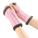 Women’s Winter Plush Fingerless Gloves – Thick Fleece Woolen Knit