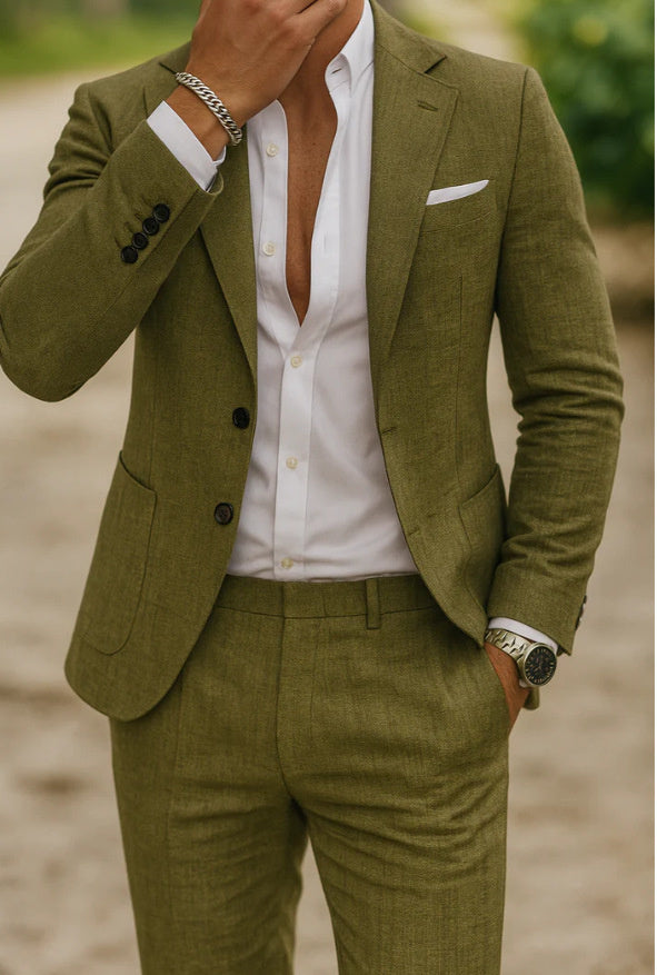 Men’s Two-Piece Digital Print Suit – Stylish Two-Button Outfit