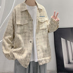 Peywa Casual Loose Plaid Coat – Korean Hong Kong Style for Men