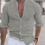 Men’s Long Sleeve Casual Shirt – Solid Color Button-Up Top