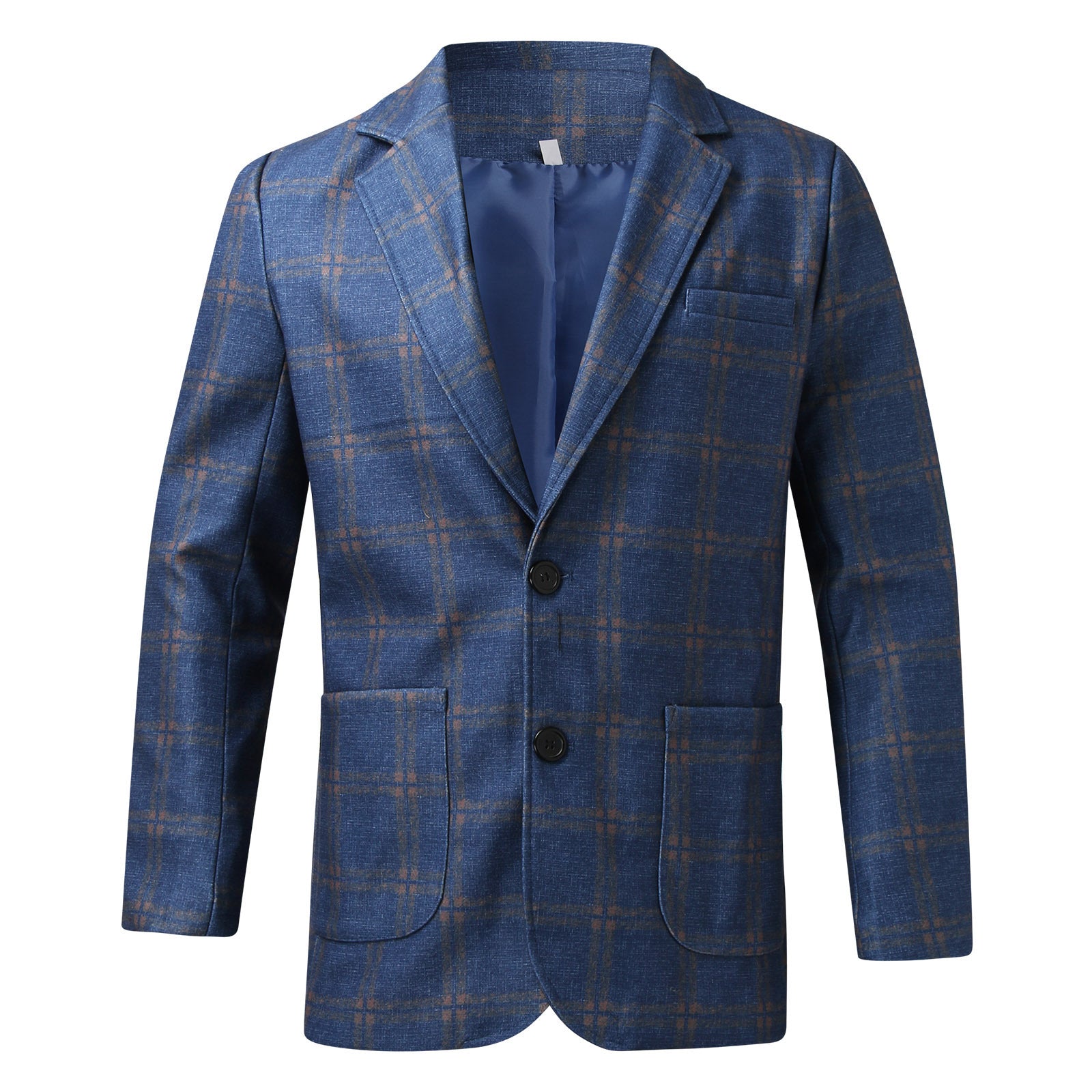 Men’s Plaid Lapel Suit Coat – Long Sleeve Business Blazer