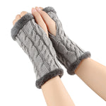 Women’s Winter Plush Fingerless Gloves – Thick Fleece Woolen Knit