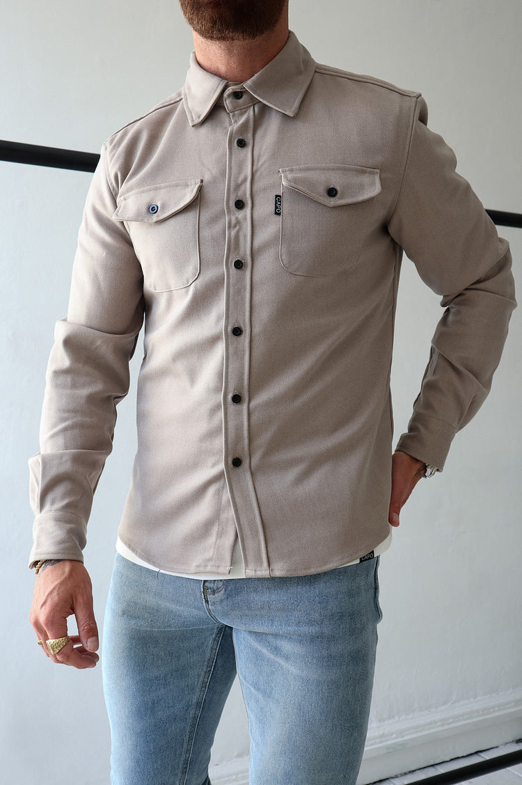 Men’s Brushed Casual Shirt – Youth Style Soft Long Sleeve Top