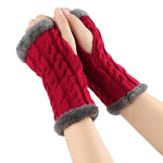 Women’s Winter Plush Fingerless Gloves – Thick Fleece Woolen Knit