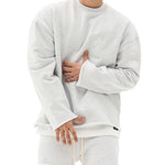 Peywa Men’s Loose Pullover Sweater – Round Neck Cotton Blend Top