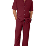 Peywa Men’s Summer Shirt & Trousers Set – Fashion Lapel Two-Piece Outfit
