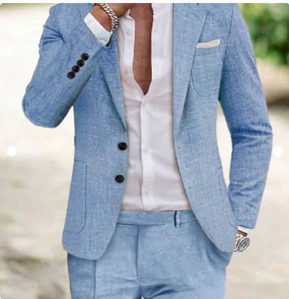 Men’s Two-Piece Digital Print Suit – Stylish Two-Button Outfit