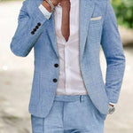Men’s Two-Piece Digital Print Suit – Stylish Two-Button Outfit