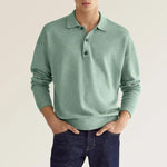 Men’s V-Neck Button Polo Shirt – Casual Autumn Long Sleeve Jacket