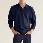 Men’s V-Neck Button Polo Shirt – Casual Autumn Long Sleeve Jacket
