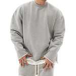 Peywa Men’s Loose Pullover Sweater – Round Neck Cotton Blend Top