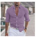 Men’s Long Sleeve Casual Shirt – Solid Color Button-Up Top