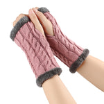 Women’s Winter Plush Fingerless Gloves – Thick Fleece Woolen Knit