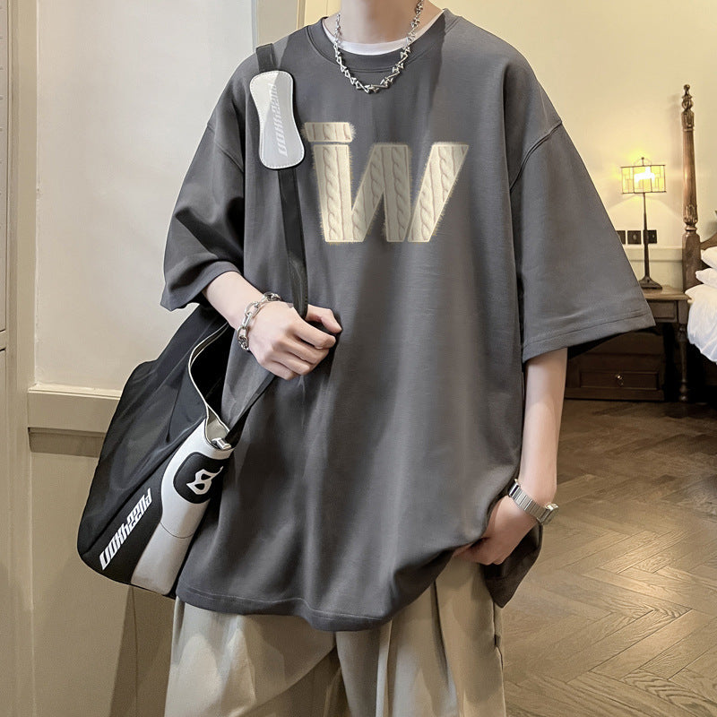 Peywa Men’s American Retro Cotton T-Shirt – Heavy Half Sleeve Tee